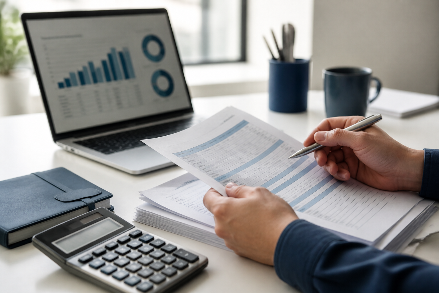Illustrative invoice review and receivables reporting desk